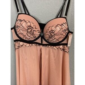 Auden Women's Lingerie Ice Rose Pink Sheer Baby Doll Top Negligee Size S‎